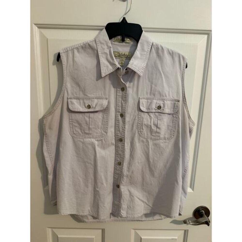 Cabela Women's Soft Canvas Trail Sleeveless Cotton Button Down Gray XL